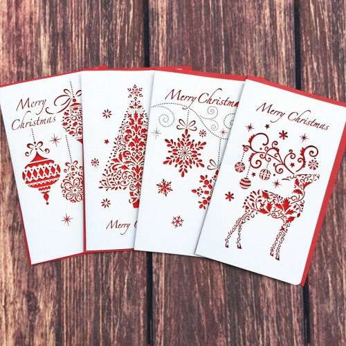 Merry Christmas Greeting Card Laser Cut Paper Invitation Card With Envelope
